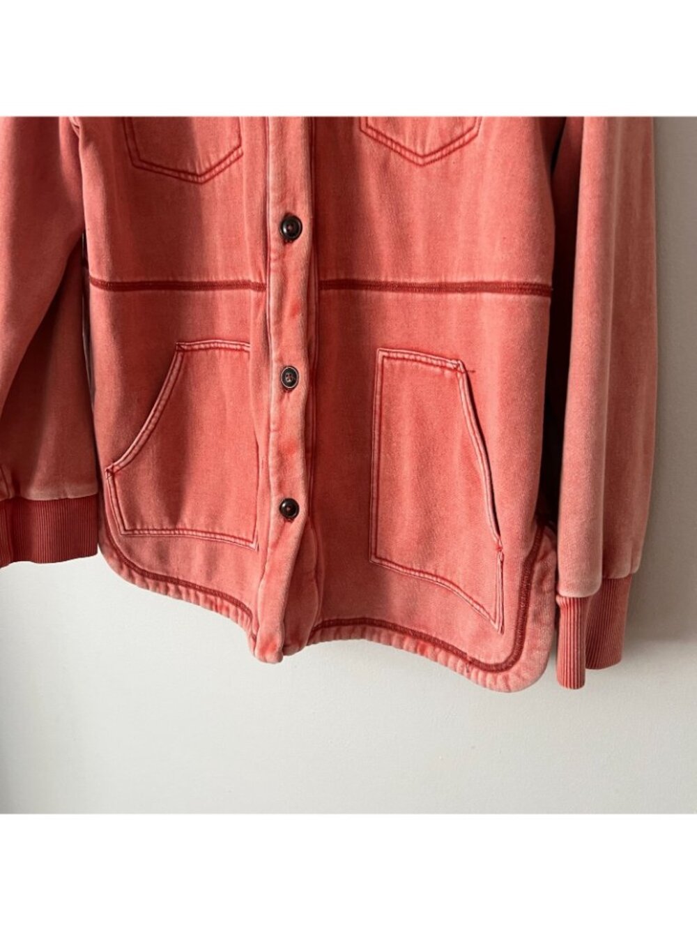 Anthropologie Pilcro Cozy Fleece Shirt Jacket Pink Women's Size Medium - Picture 3 of 9